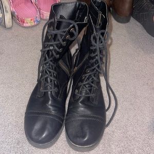 Black combat boots, used. Size 10